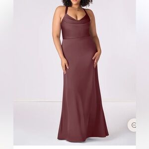 Azazie x Barbie Cowl Neck Dress in Sangria